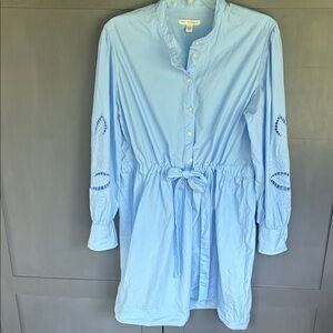 Light Blue poplin cotton dress. Worn once. Washed and hung to dry